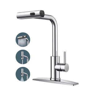 Kitchen Faucets Touchless Waterfall with Pull Down Sprayer - Silver