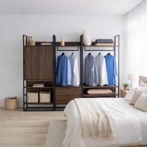 Nordic Open Wardrobe Rack with Shoe Shelf